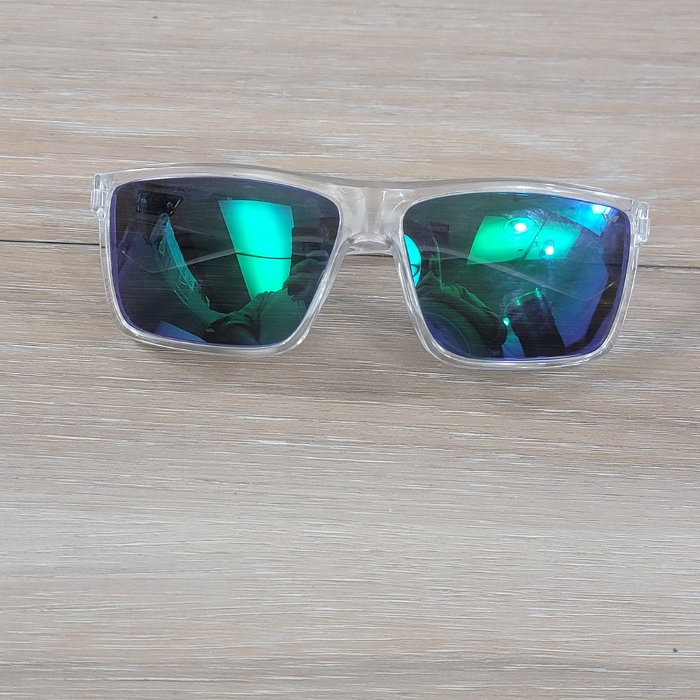 Universal POL3383 Clear Square Polarized Sunglasses Green Blue Mirrored Lenses
